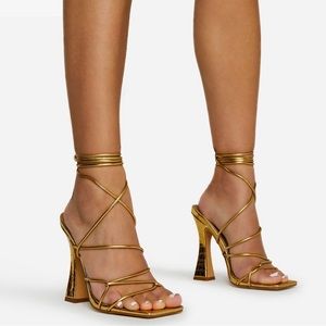 gold strappy heels - size 9